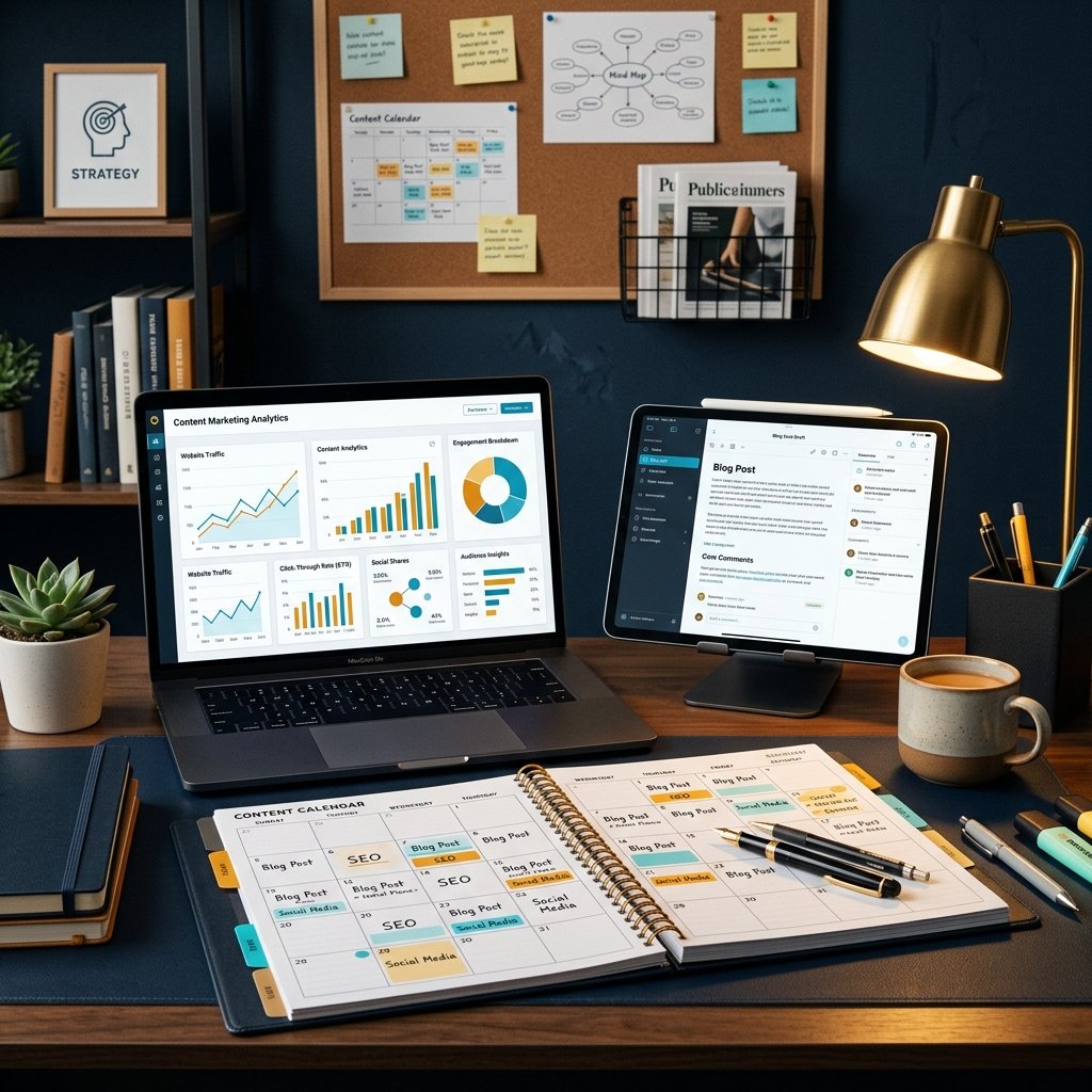 Content marketing analytics and planning workspace